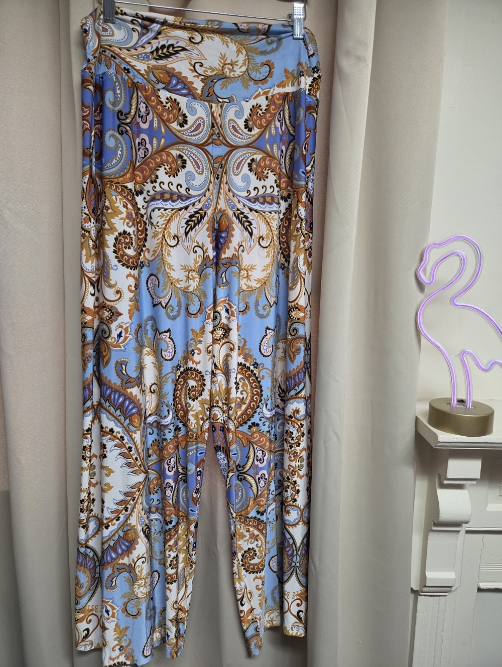 Analili Blue Paisley Wide-Leg Women’s Pants Size Large